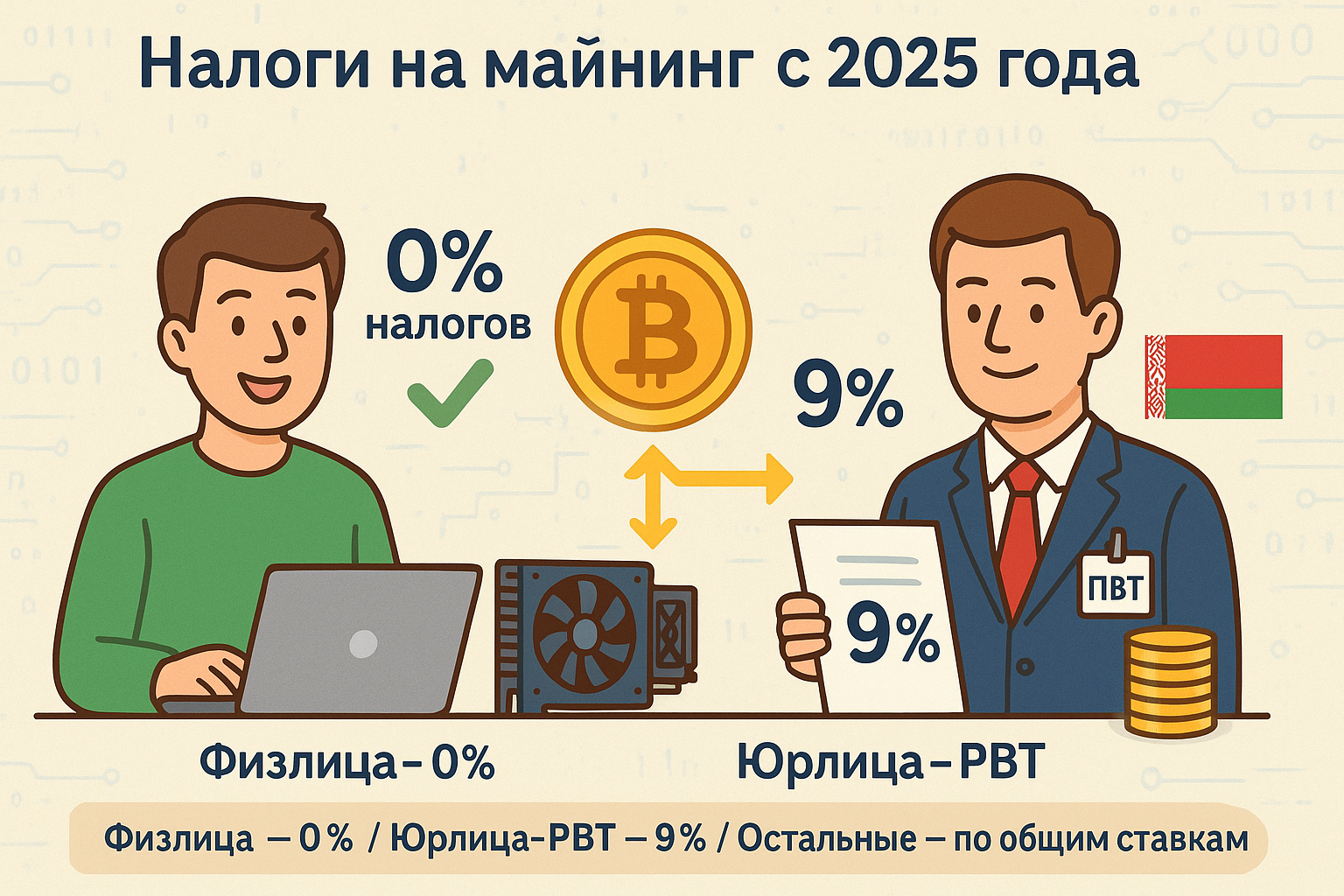 Налоги на доходы от майнинга криптовалют в Беларуси с 2025 года